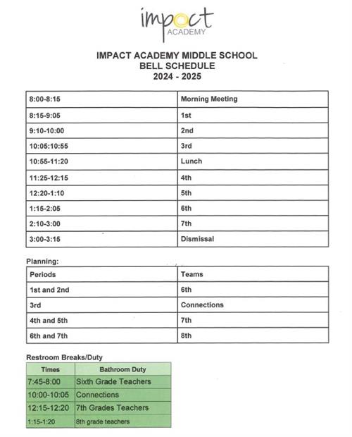 MS Bell Schedule